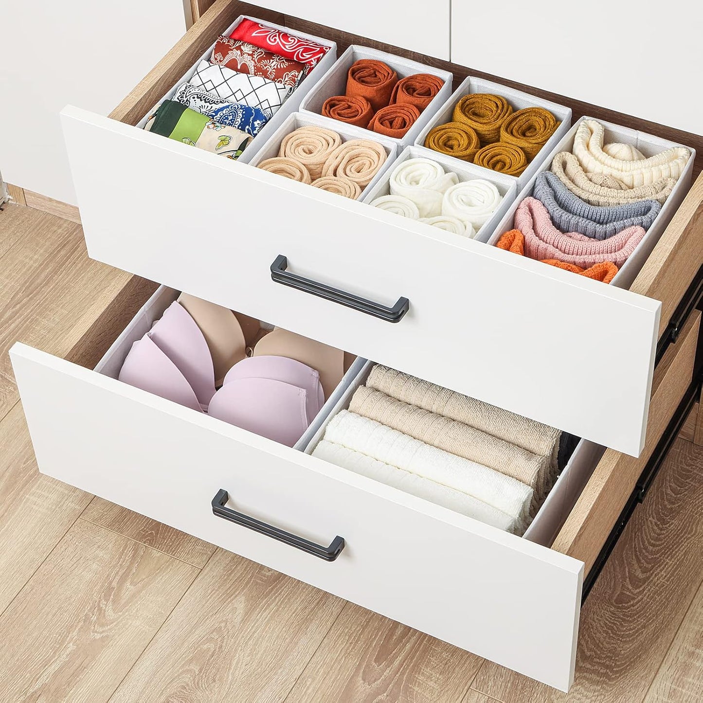 3-Piece Fabric Foldable Drawer Organizer Set