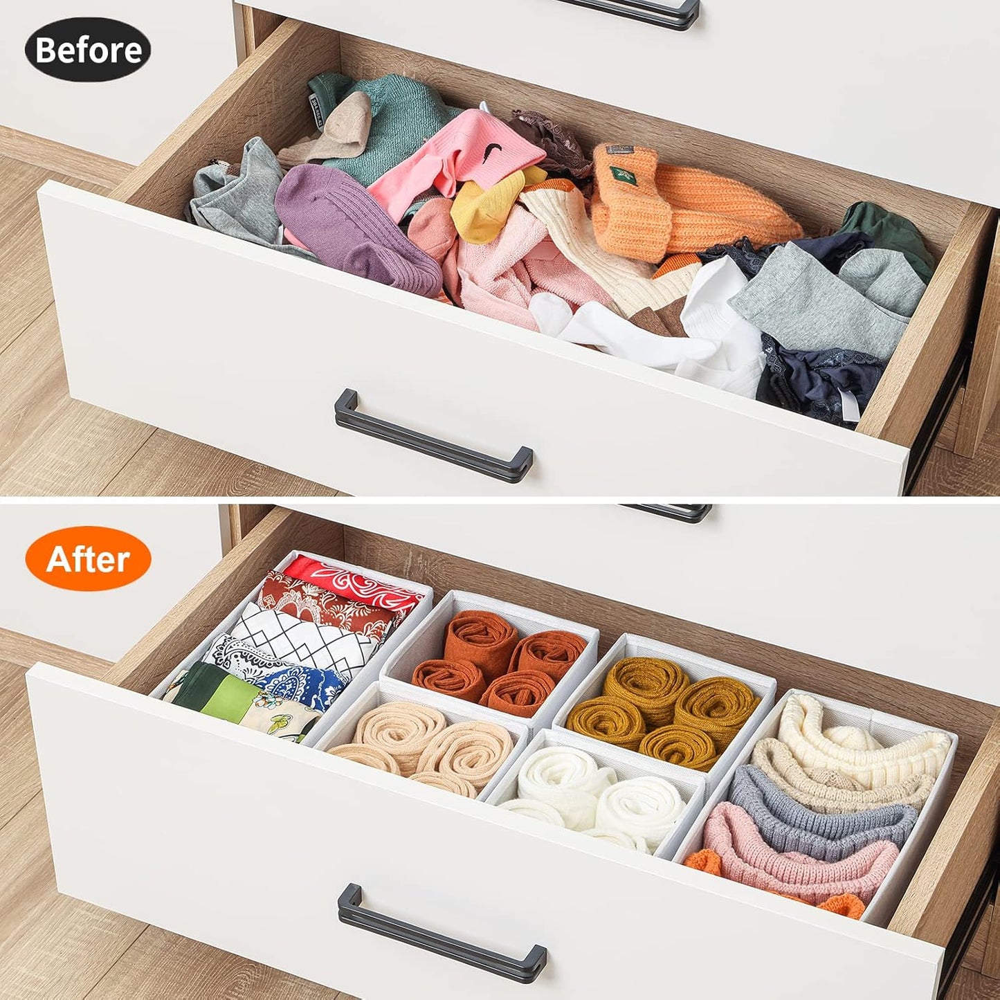 3-Piece Fabric Foldable Drawer Organizer Set